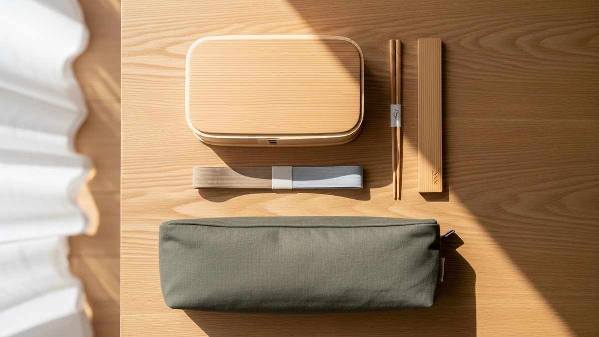 Kit bento complet japonais avec boîte en bois et accessoires