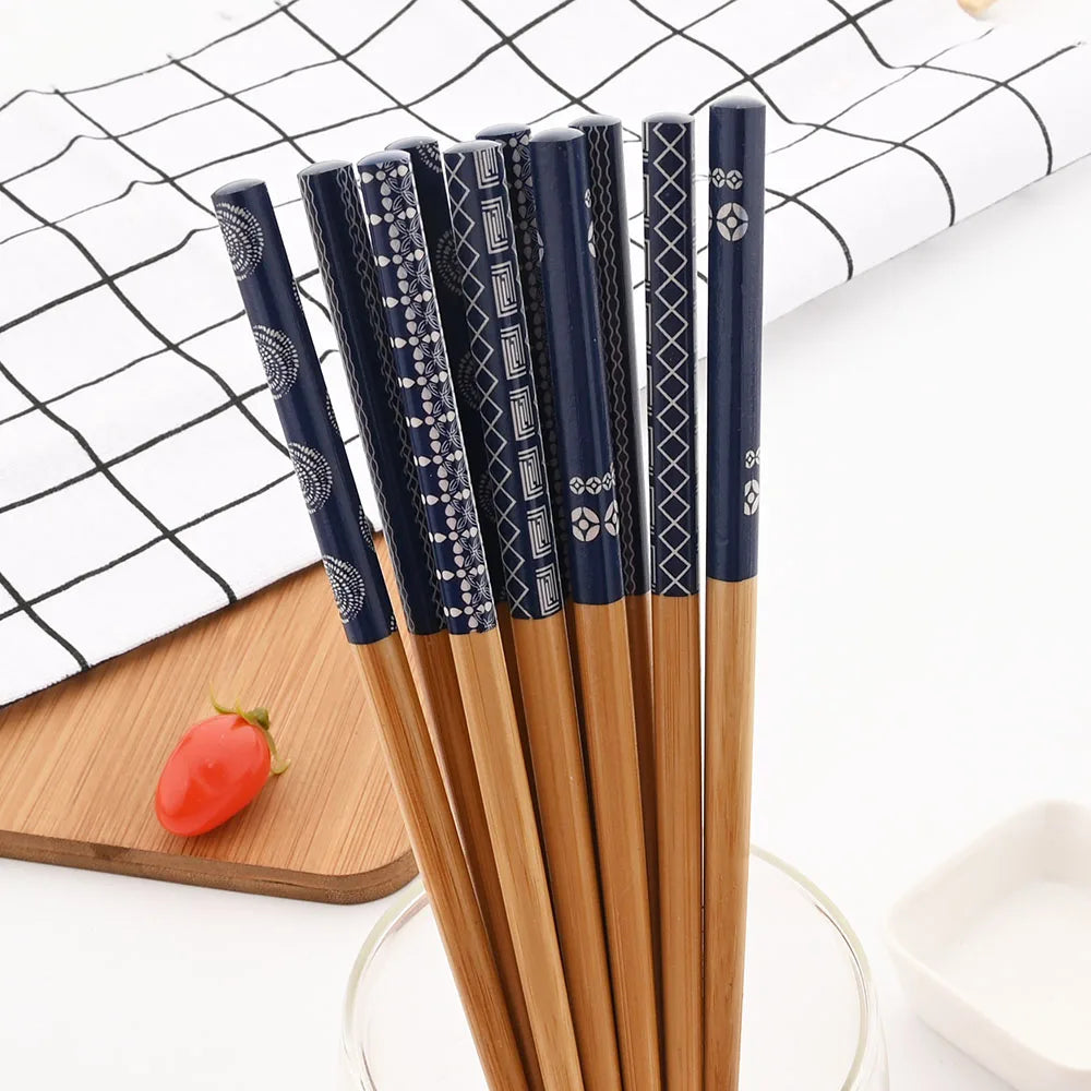 Set de cinq paires de baguettes japonaises en bambou à motifs, vue 6