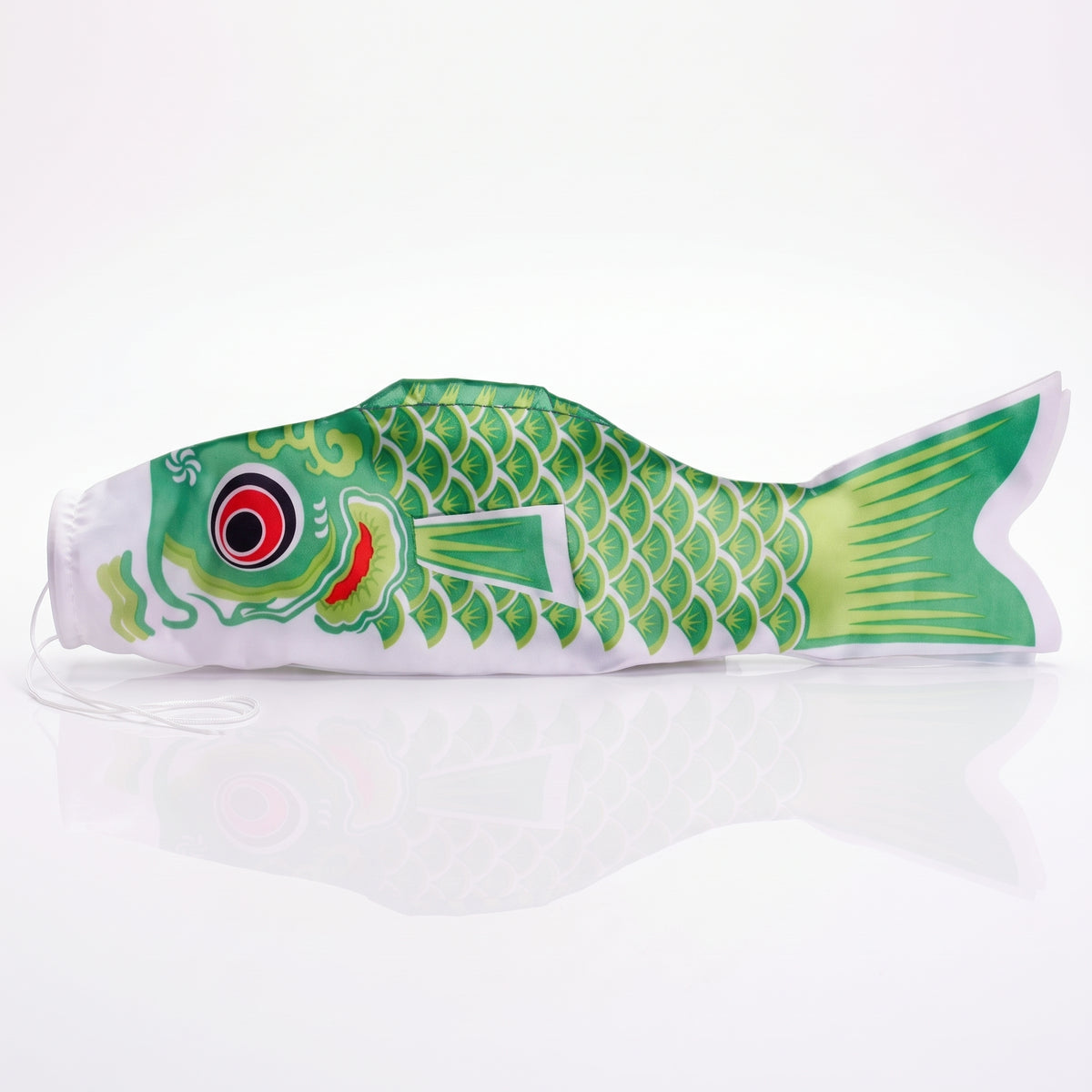 Koinobori japonais Vert, carpe en tissu vert prairie aux écailles et nageoires vert anis