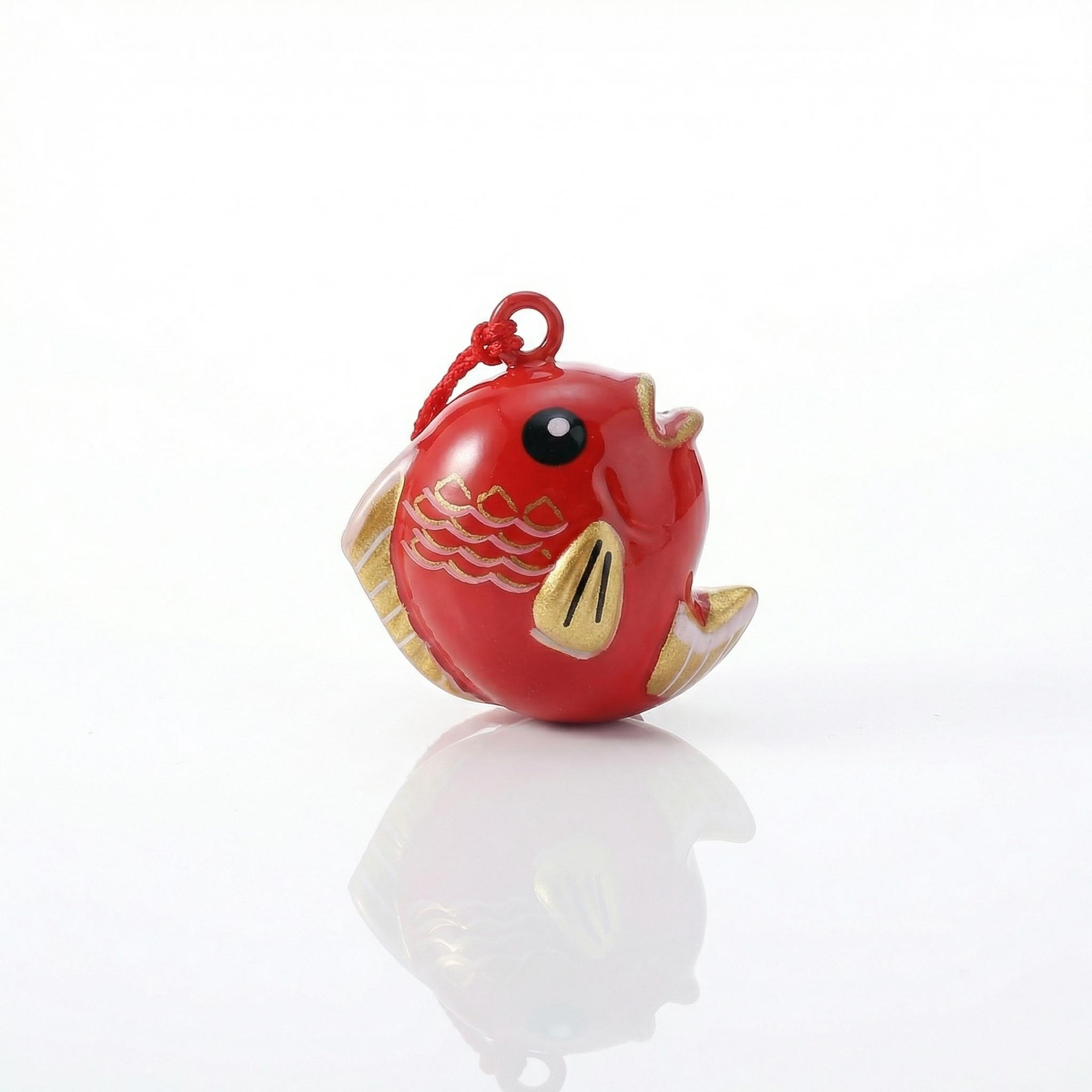 Porte-clés carpe koï avec clochette dorée japonaise porte-bonheur