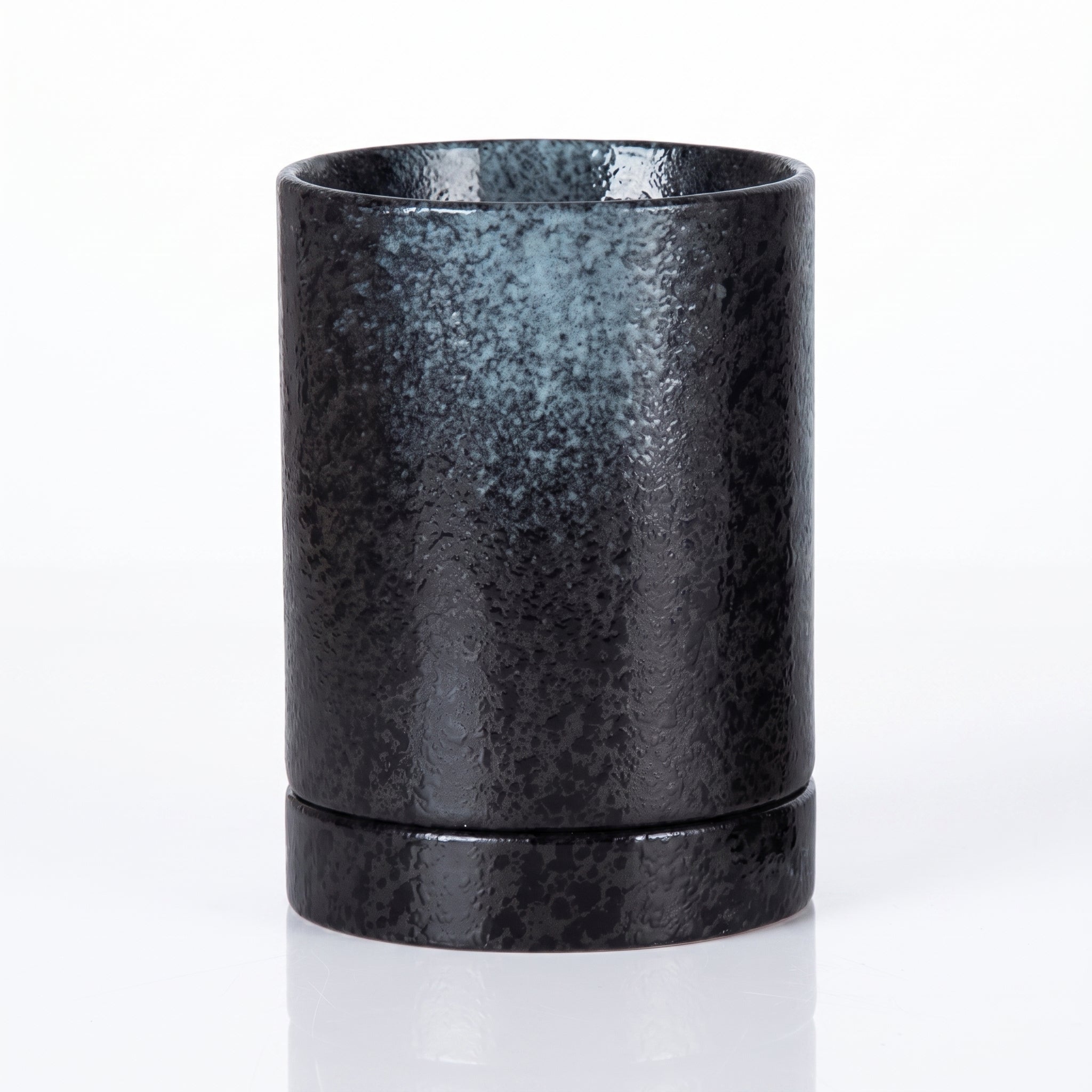 Pot à ustensiles japonais noir bleuté avec socle égouttoir