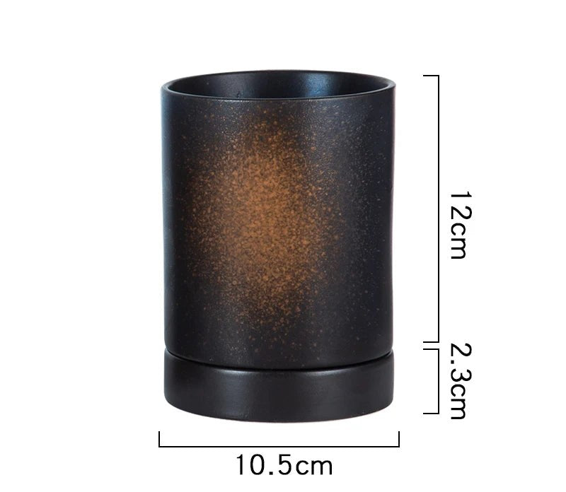 Pot à ustensiles japonais noir à dégradé cuivré, 12 cm sur 10,5 cm