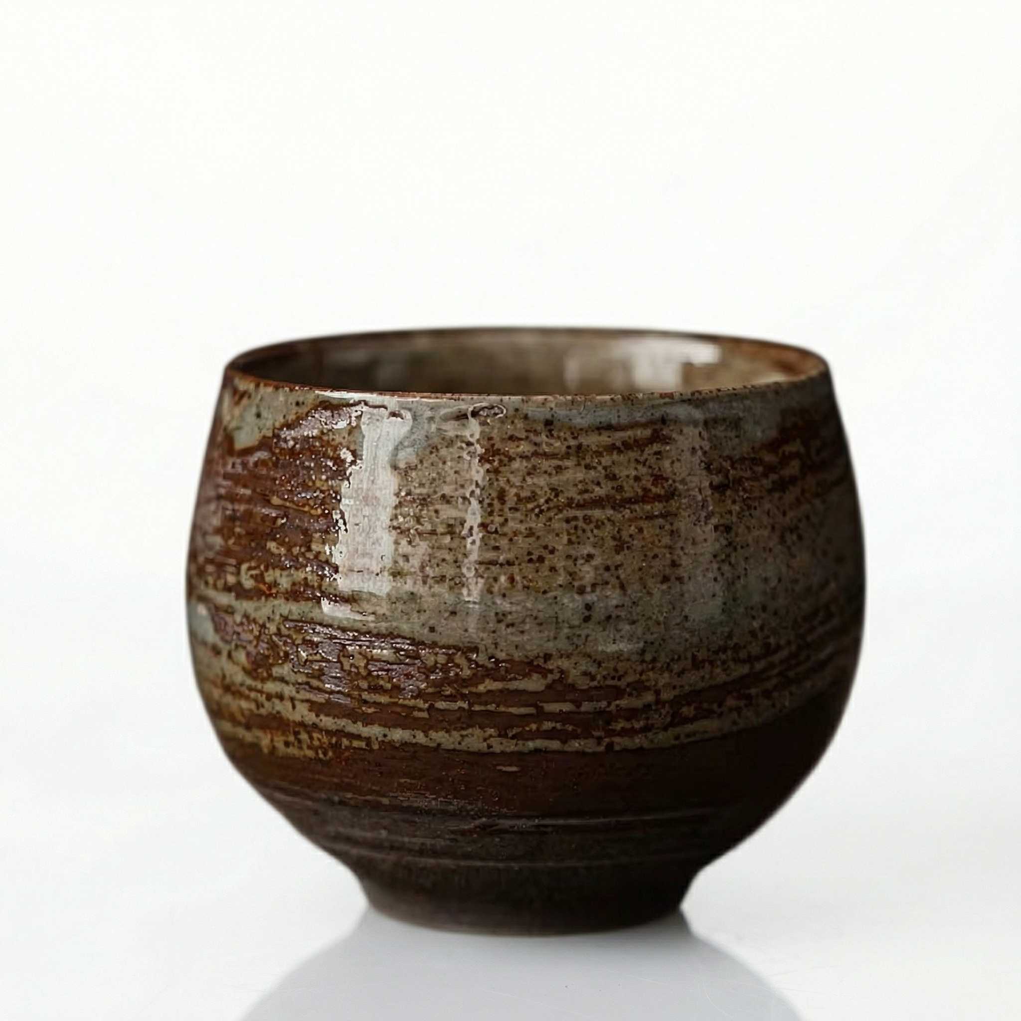 Tasse grès japonais terre brûlée hakeme émaillé