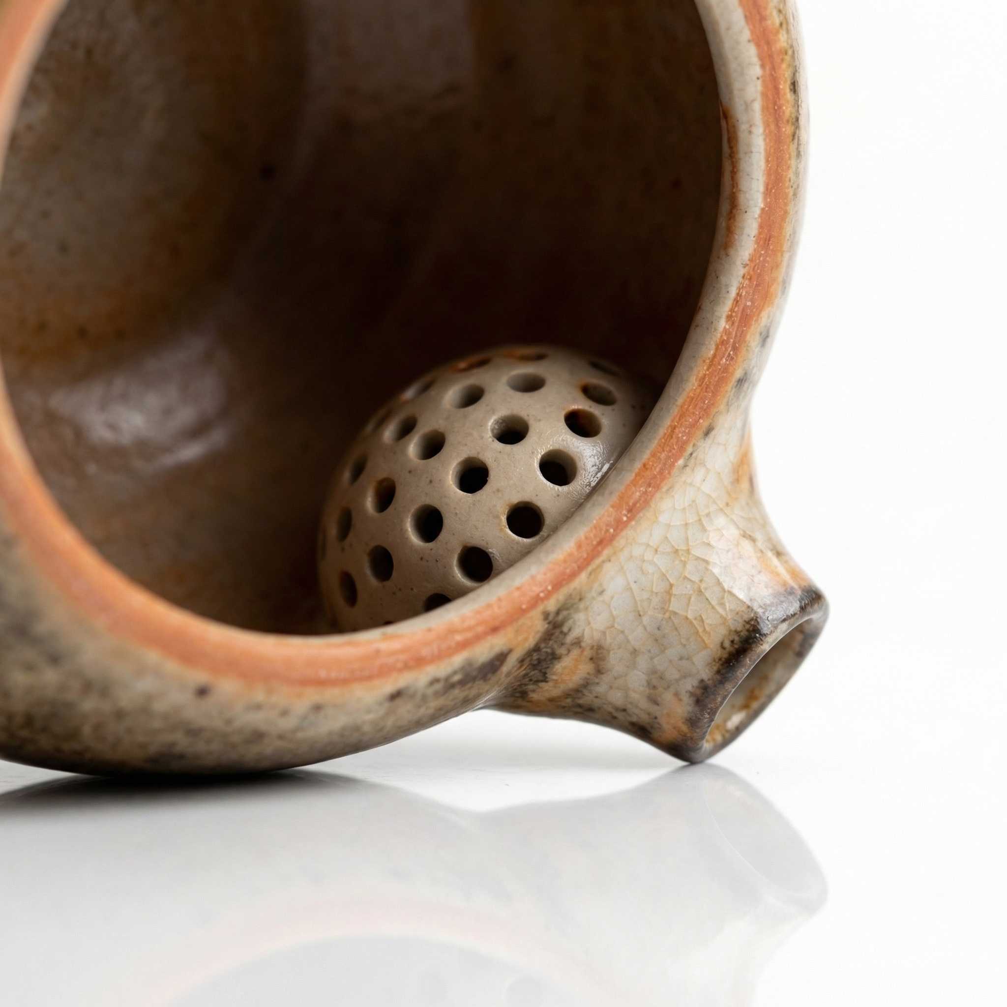 Theiere kyusu japonaise vue interieure filtre ceramique integre