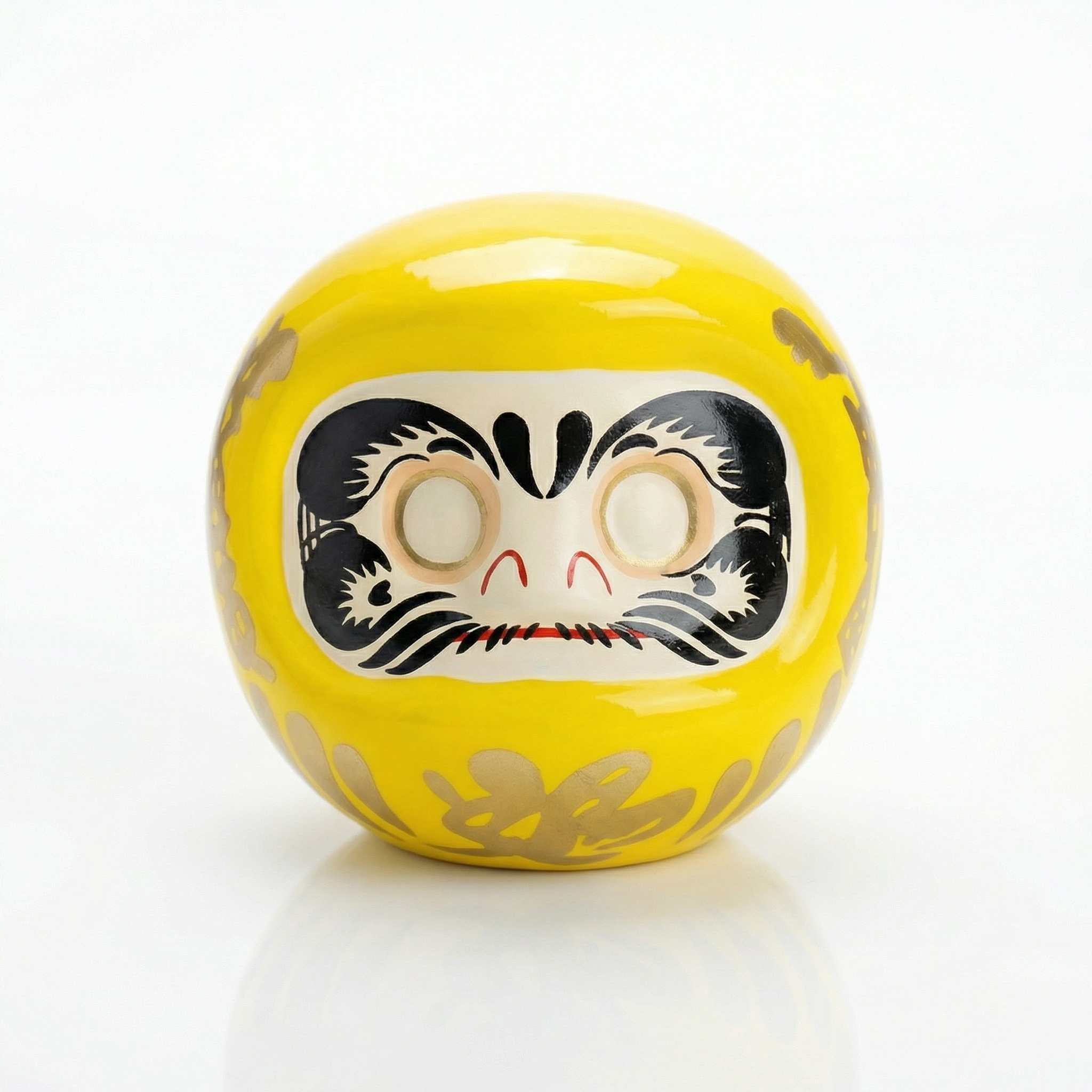 Tirelire Daruma japonais jaune traditionnel porte-bonheur fortune