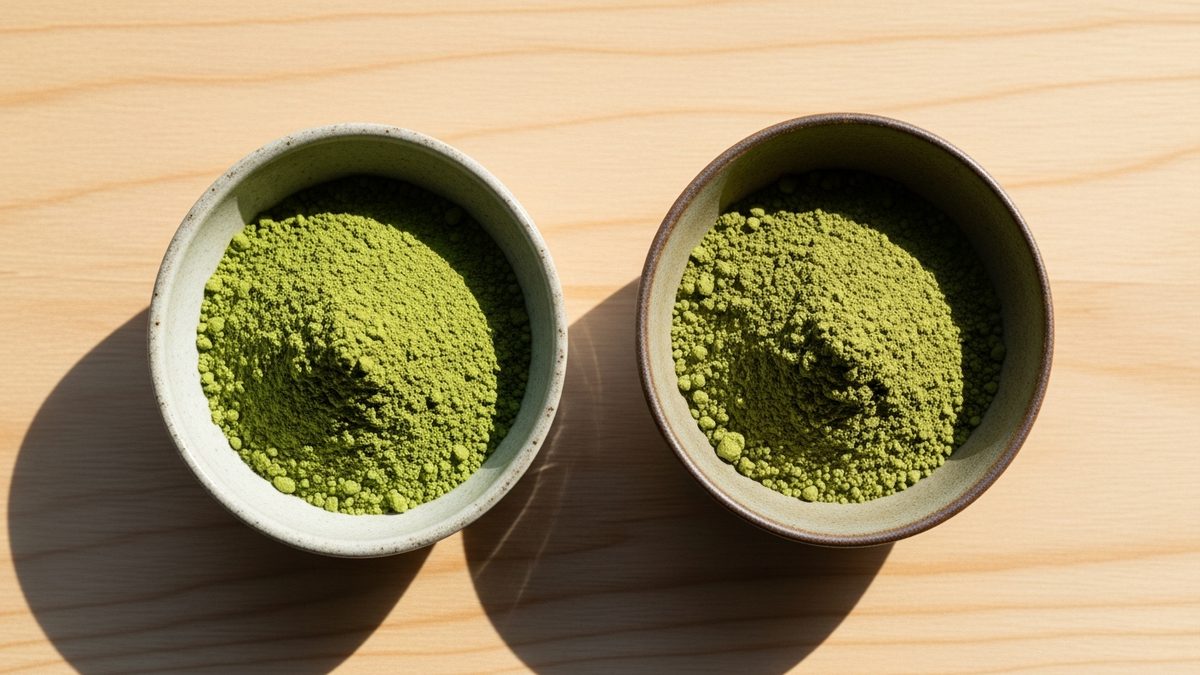 Comparaison matcha cérémoniel et culinaire en poudre