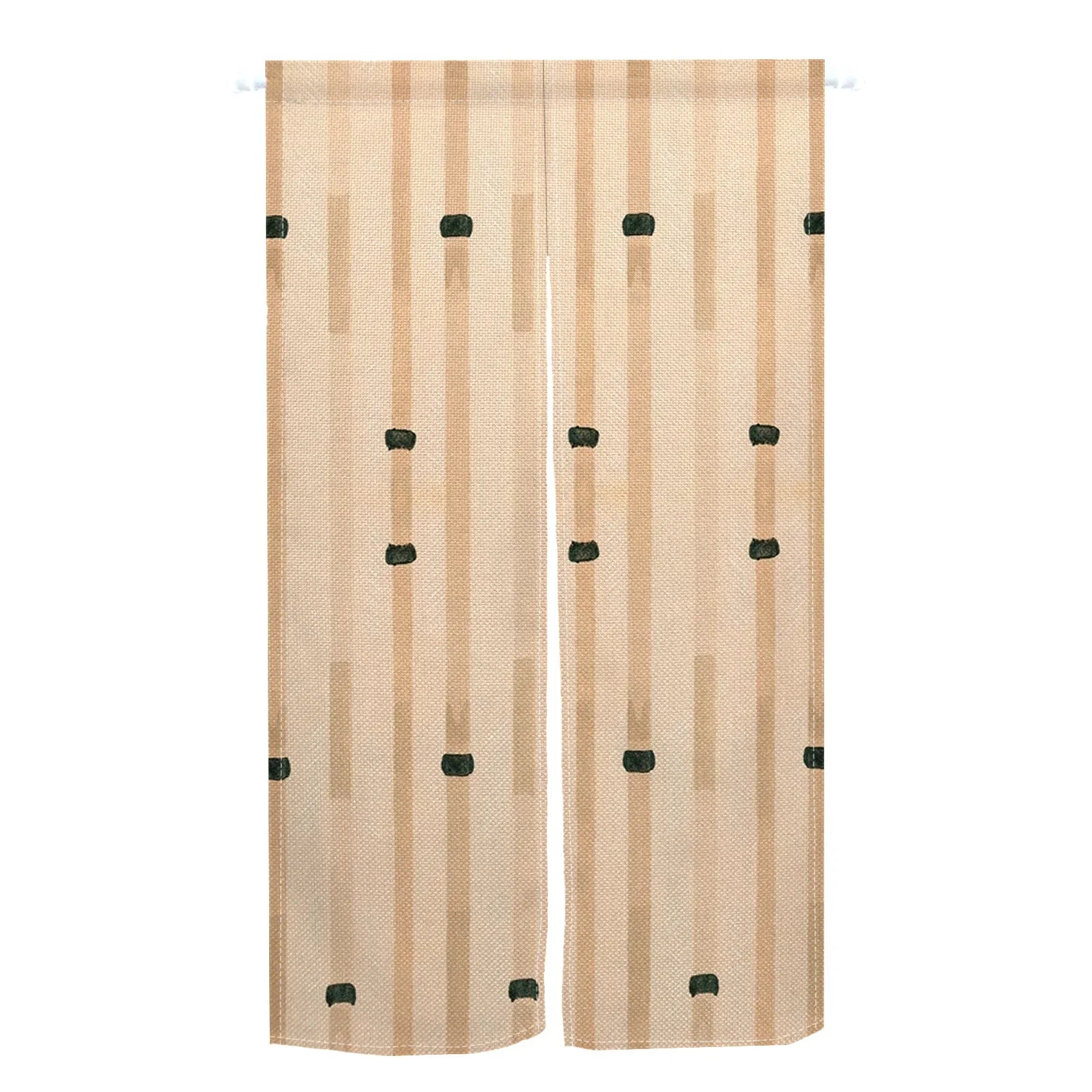 Noren japonais bambou, cannes verticales beige aux nœuds vert foncé