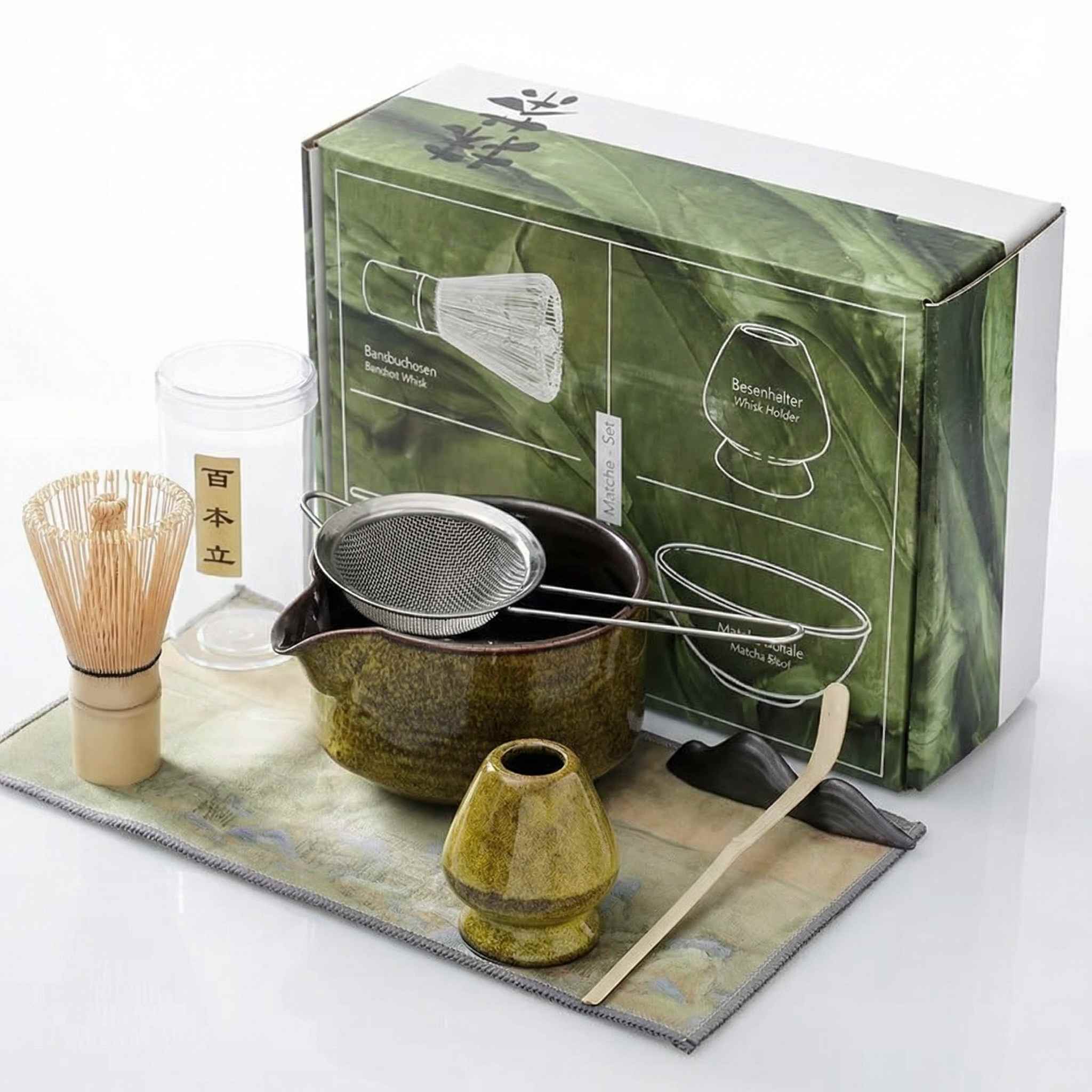 Kit matcha complet 7 pièces bol chawan jaune fouet chasen et accessoires