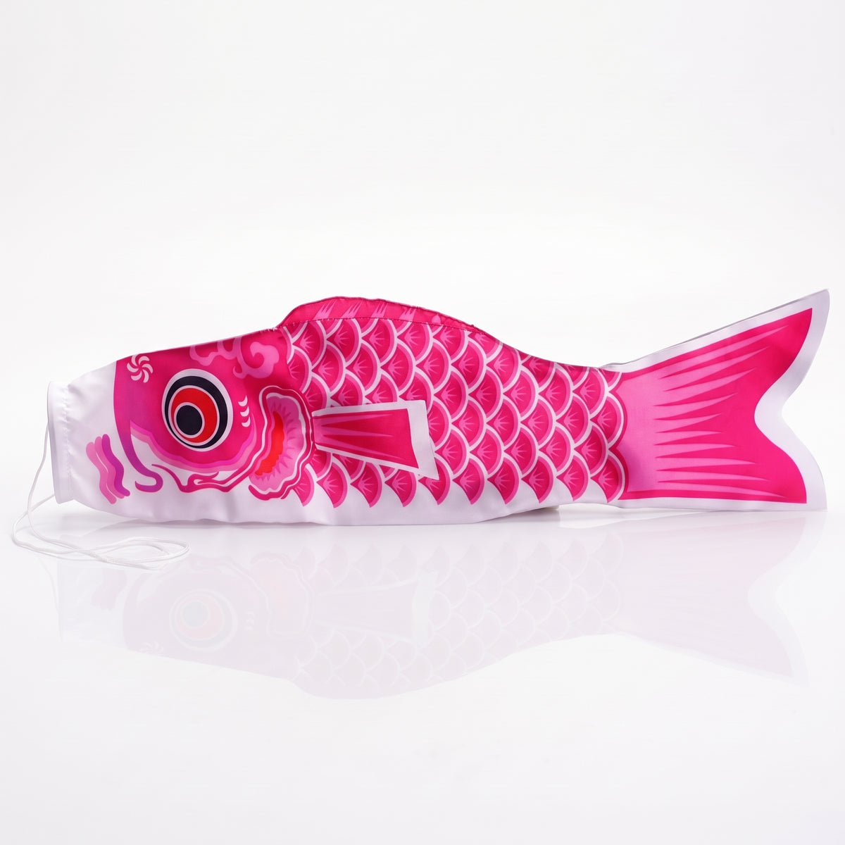 Koinobori japonais Rose, carpe en tissu rose fuchsia aux écailles et à la queue rose clair