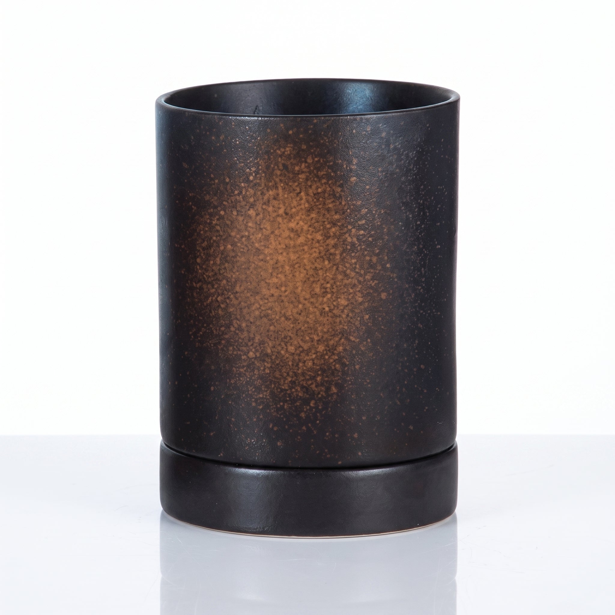 Pot à ustensiles japonais noir à dégradé cuivré avec socle égouttoir