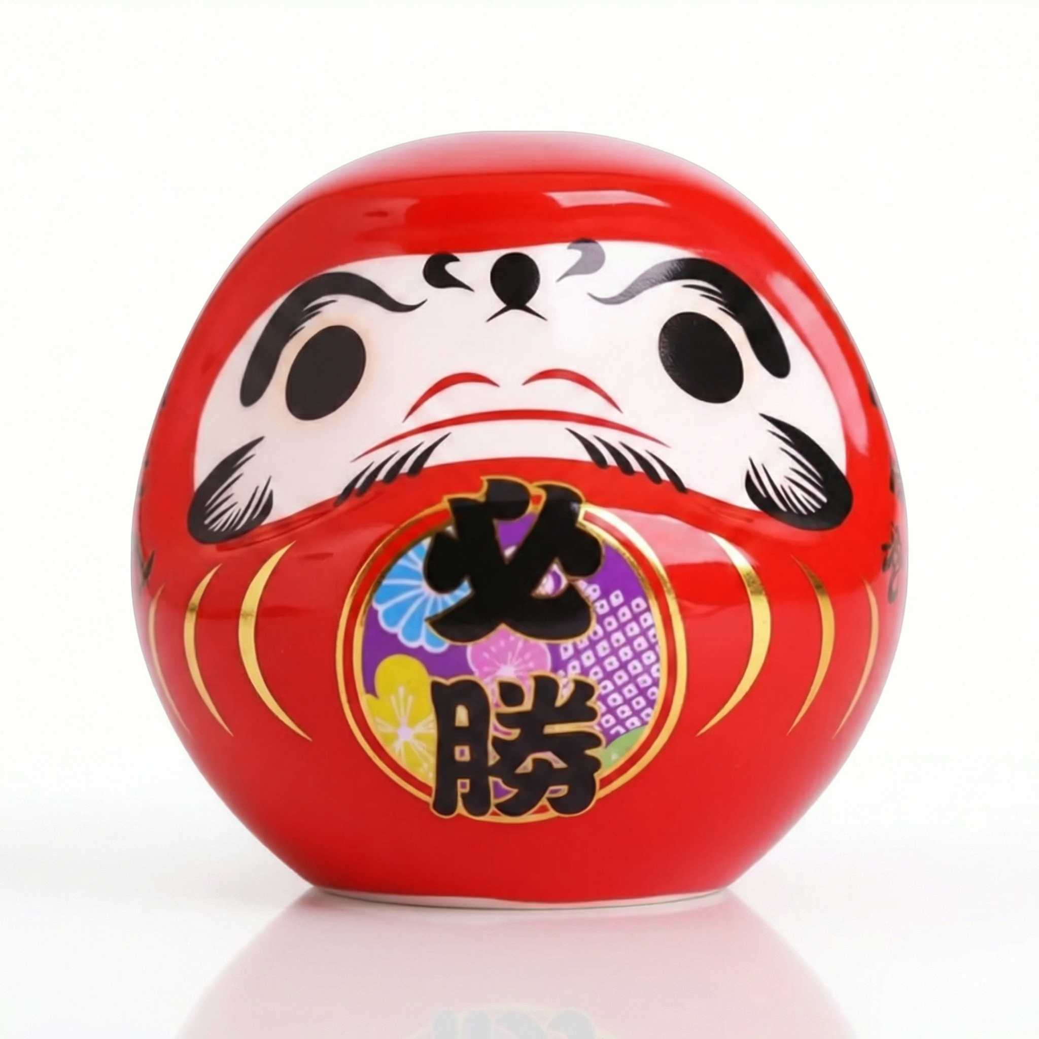 Tirelire Daruma japonais rouge en céramique kanji 必勝 victoire